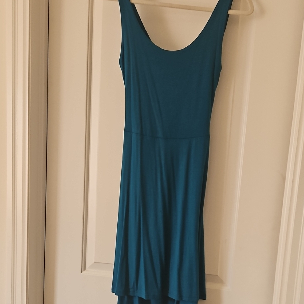 Blue High Low Sundress with Scoop Neck